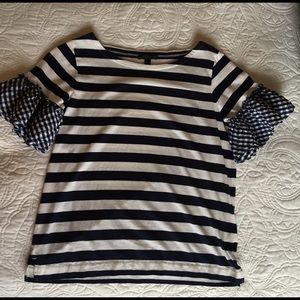 J. Crew Sz Small Striped Tee w/ Bell Sleeves